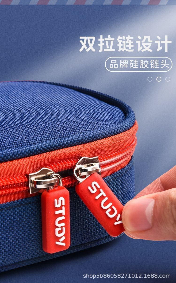 英伦风笔袋男孩款铅笔文具盒小学生初中简约男孩子笔盒超大容量详情3