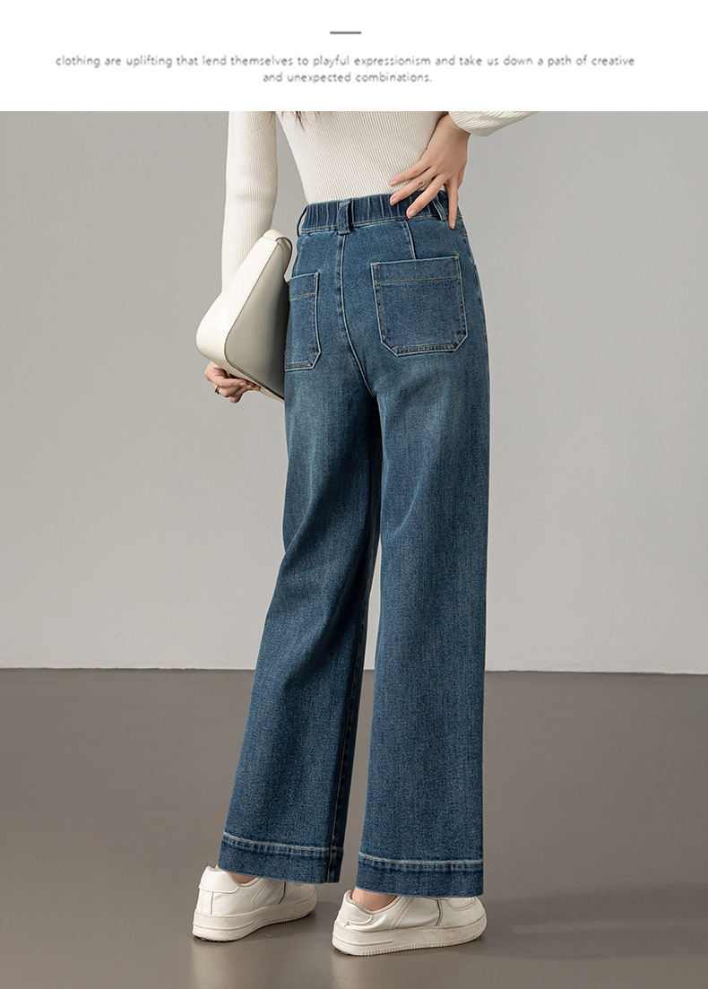 2025秋季新款窄版阔腿牛仔裤女宽松高腰小个子休闲复古直筒九分裤详情27