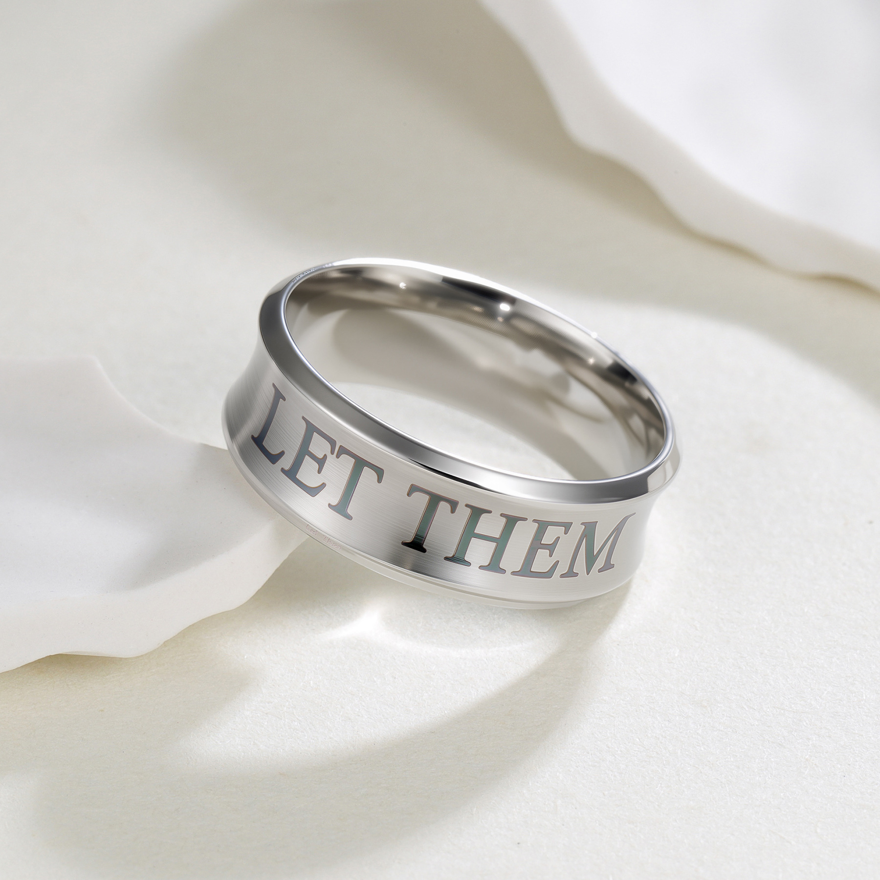 In 2025, the new glossy LET THEM couple rings from Europe and America are available for cross-border exclusive supply. Bulk orders offer better prices pic 4