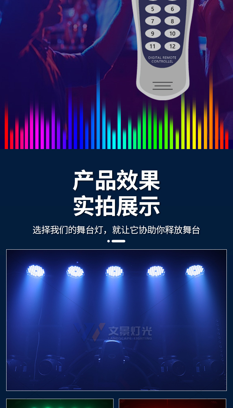 文景舞台灯光led全彩帕灯54颗3w染色灯婚庆酒吧舞蹈室cob面光灯详情12