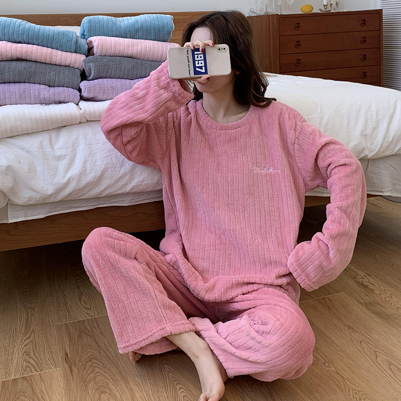 珊瑚绒睡衣女士2024年新款春秋冬季加厚大码冬天法兰绒加绒家居服详情3