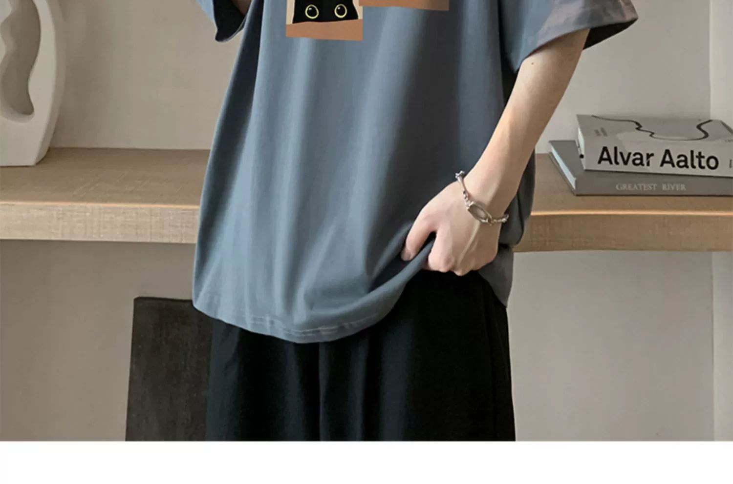 酒红色廓形短袖T恤男生夏季男士情侣衣服2024新款青少年宽松半袖详情20