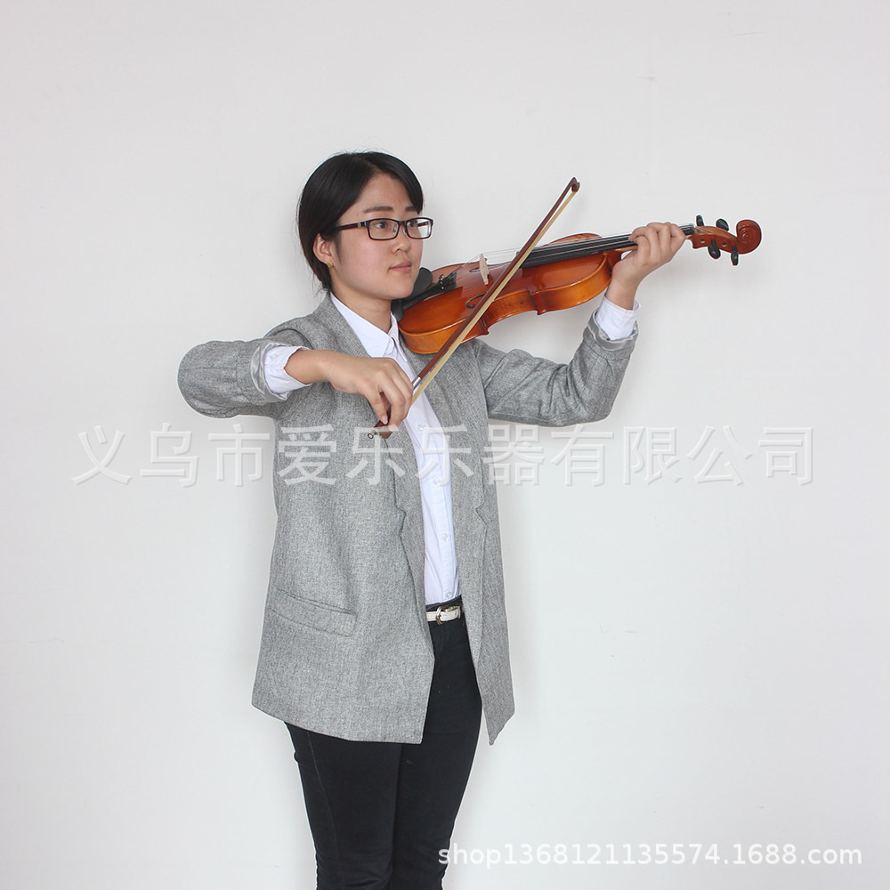 4/4 Solid wood violin natural color playing violin set for children, adults and beginners pic 3