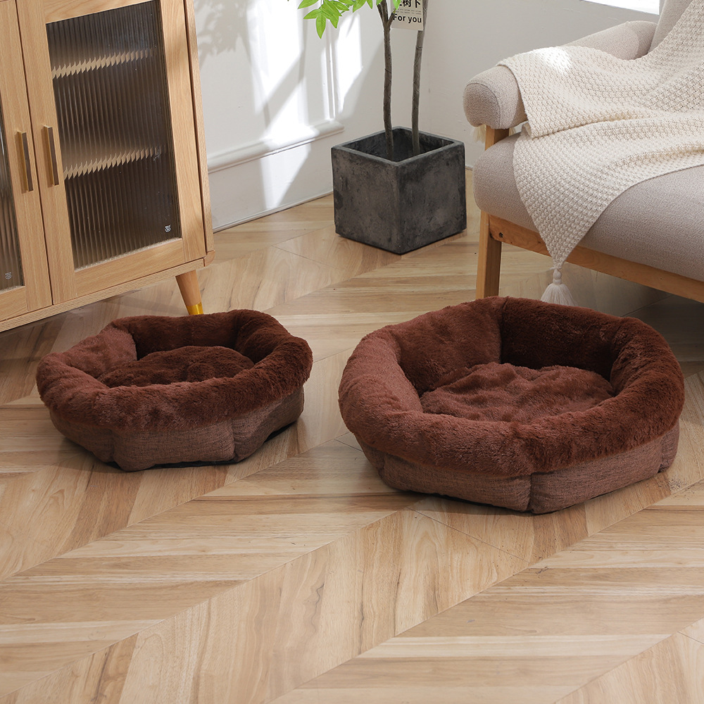 Winter thickened plush pet sleeping beds that can be disassembled and washed, Arctic fleece upturned cat beds, thickened PP cotton dog beds wholesale pic 12