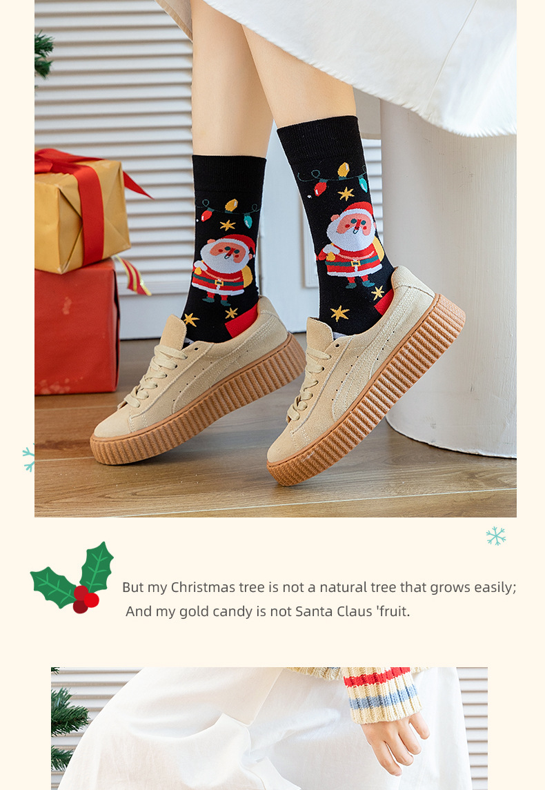 4 pairs of Christmas sock gift box set, European and American cross-border Santa Claus Snowman cartoon cotton socks, wholesale Christmas socks pic 23