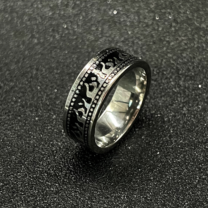 跨境供应钛钢戒指龙纹心电图心形不掉色男款不锈钢手饰 饰品批发详情12