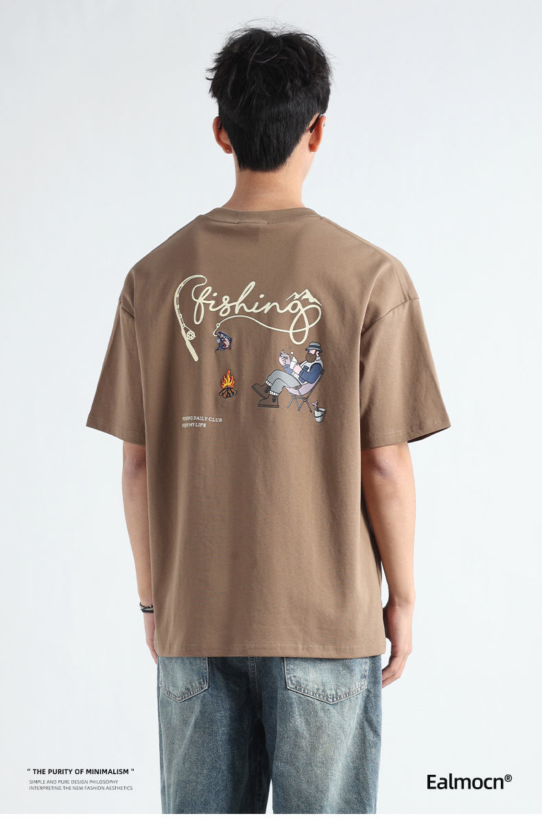 新款印花刺绣男士短袖t恤重磅潮牌男装轻奢高级感纯色体恤上衣男详情16