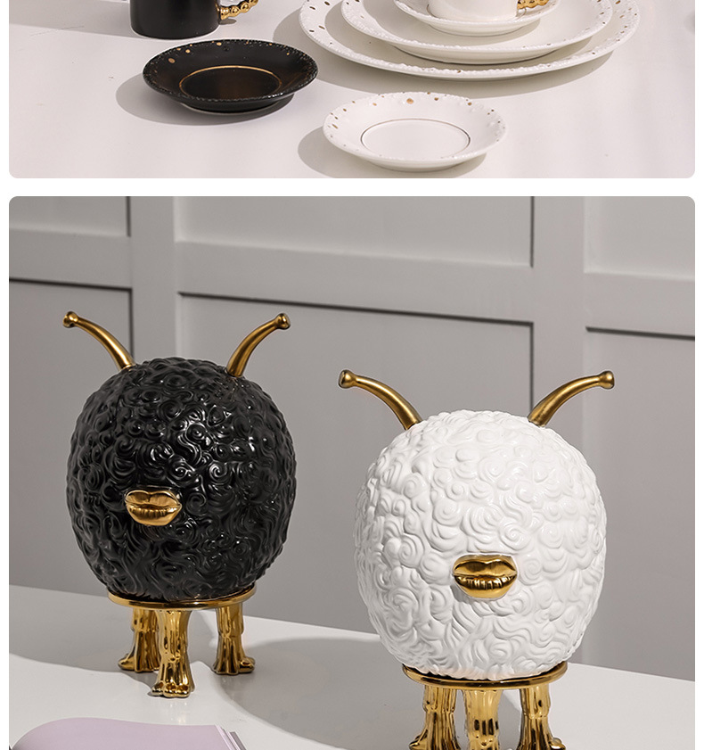 Nordic black and gold fun monster storage cans, creative decoration rooms, homestays, TV cabinets, soft furnishings, daily necessities, dust-proof glass sealed cans pic 17