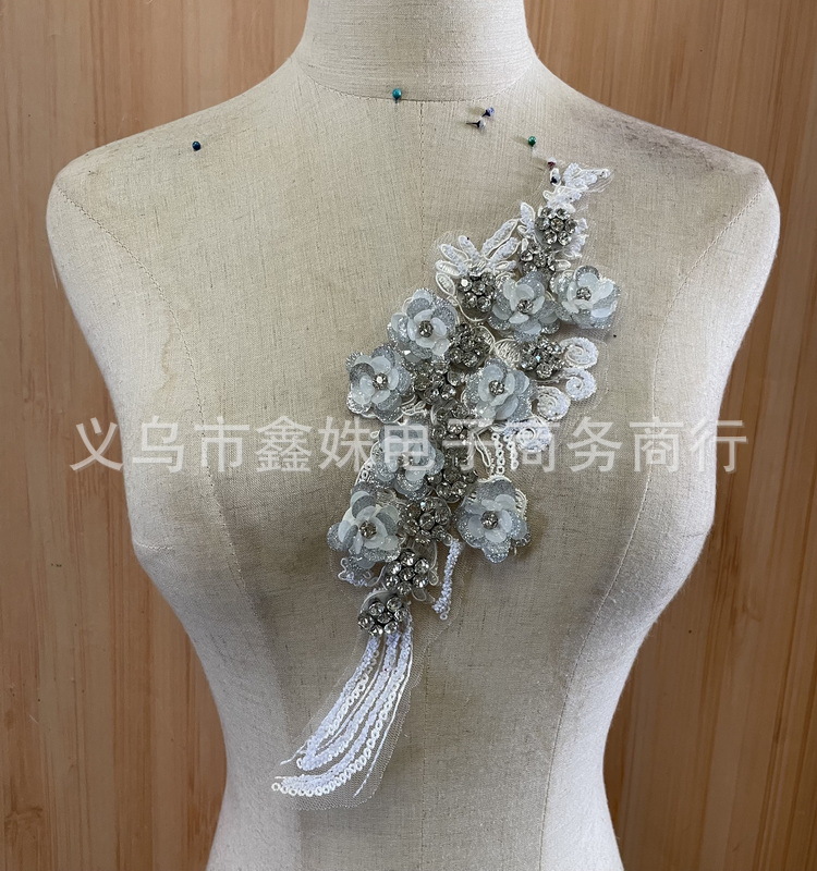 批发手工DIY时尚水钻小花组合粘花服装辅料详情5