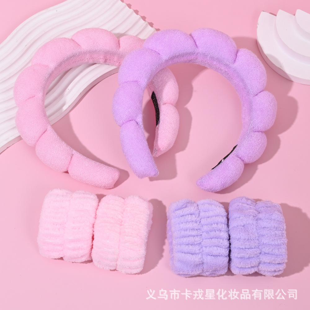 跨境热卖3件套洗脸发带云朵发箍套装 新款亚马逊发饰美容院小礼品详情1
