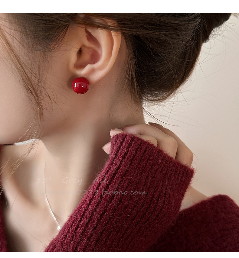 Shi Family Cherry Blossom Pink steamed bun Pearl Earrings for women, pure silver, high-end and simple earrings, mid-to-high-end wholesale accessories in Yiwu pic 22