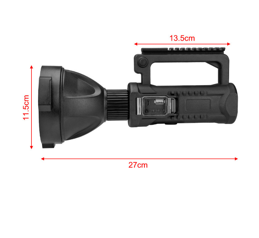 户外强光探照灯支架式多功能照明LED远射防水USB充电手提式手电筒详情8