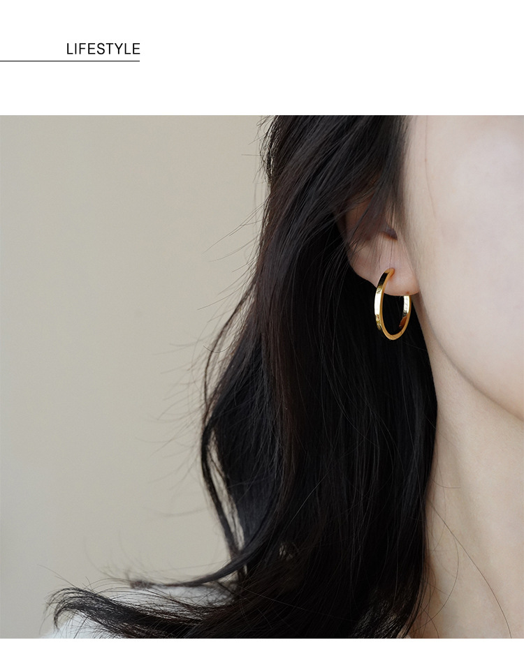 高级感圆圈耳环2025年新款潮夏季简约素圈耳圈小众设计感纯银耳饰详情36