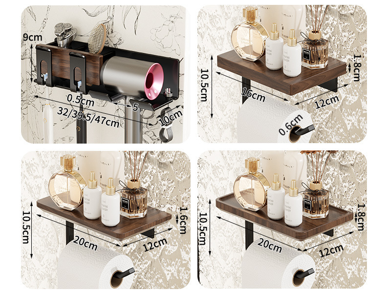 胡桃木卫生间毛巾架免打孔高端浴巾置物架浴室架子洗手间厕所挂件详情29