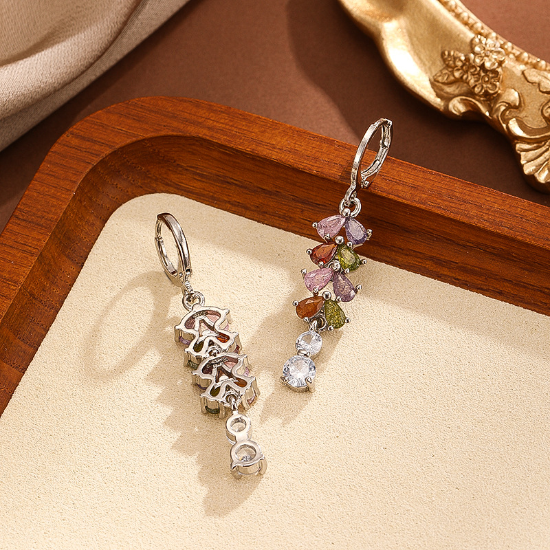 KIMOJ新款耳饰新款跨境欧美气质新款耳坠女微镶彩天然锆石耳环小众百搭耳环详情5