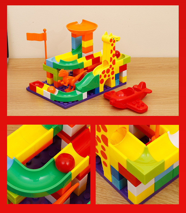 千乘趣味场景积木长颈鹿飞机模型大颗粒拼装兼容积木桌幼儿园详情9