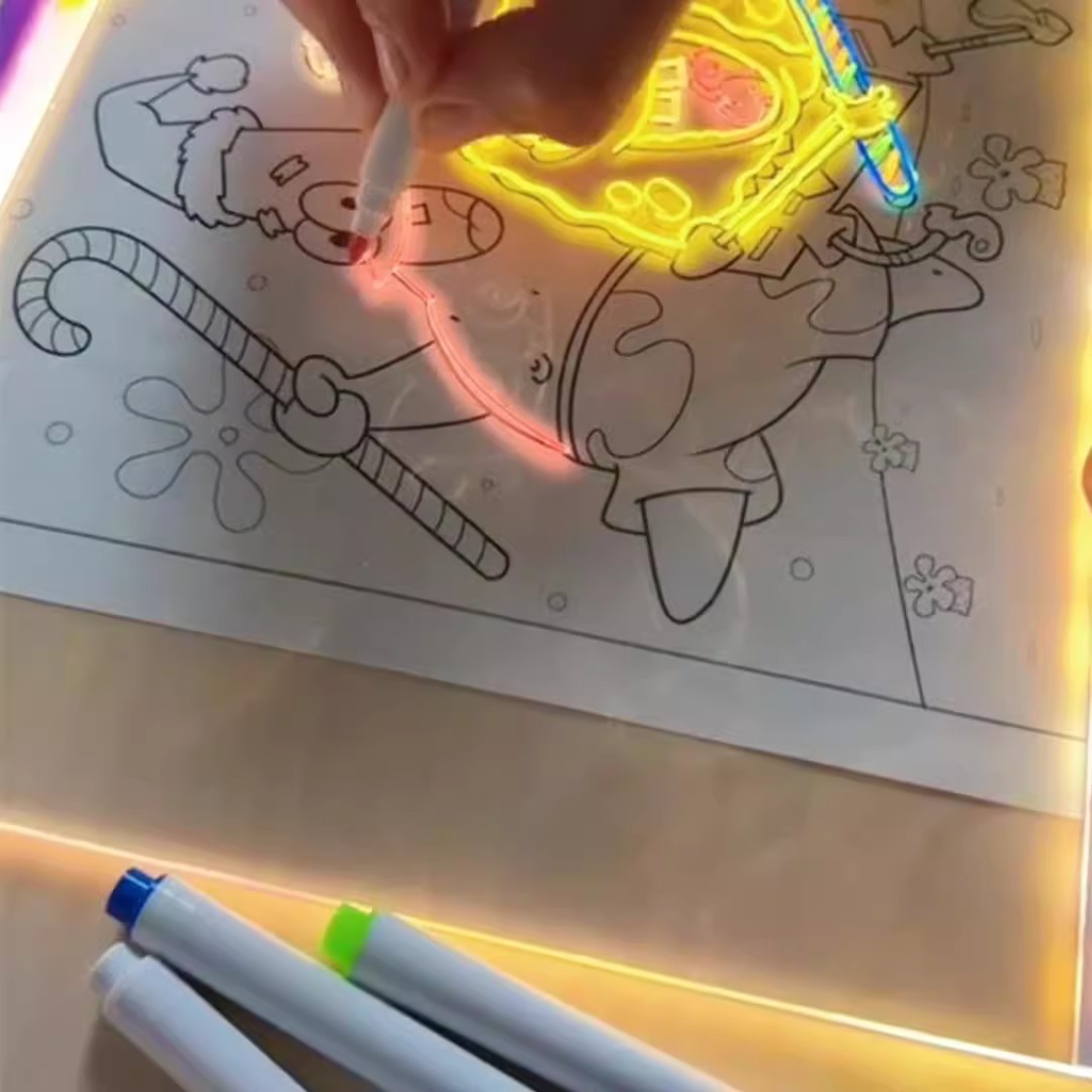 透明会发光的画板儿童涂鸦画画可擦LED荧光亚克力六一节礼物玩具详情1