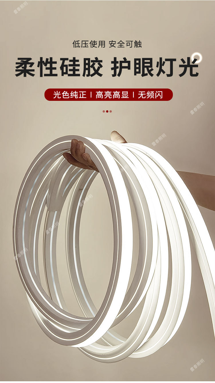 led硅胶灯带嵌入式圆形顶氛围造型户外防水软灯带柔性套管线性灯详情7