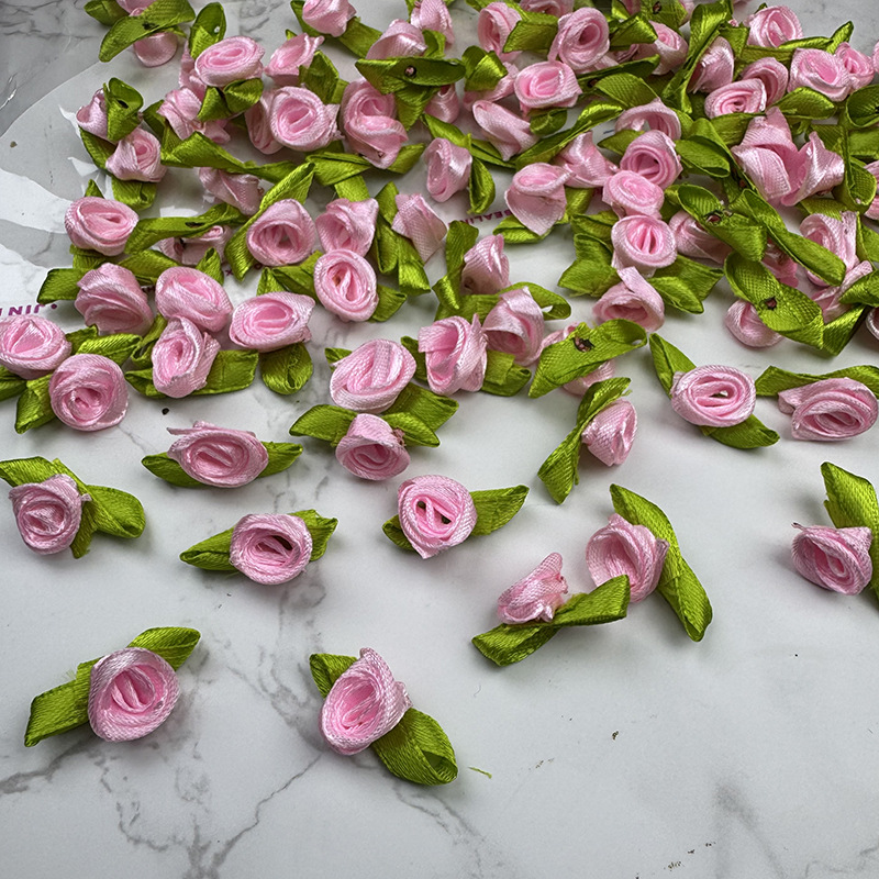 玫瑰花现货绿叶玫瑰手工花朵发饰辅料辅料公仔配饰饰品配件缎带加详情3