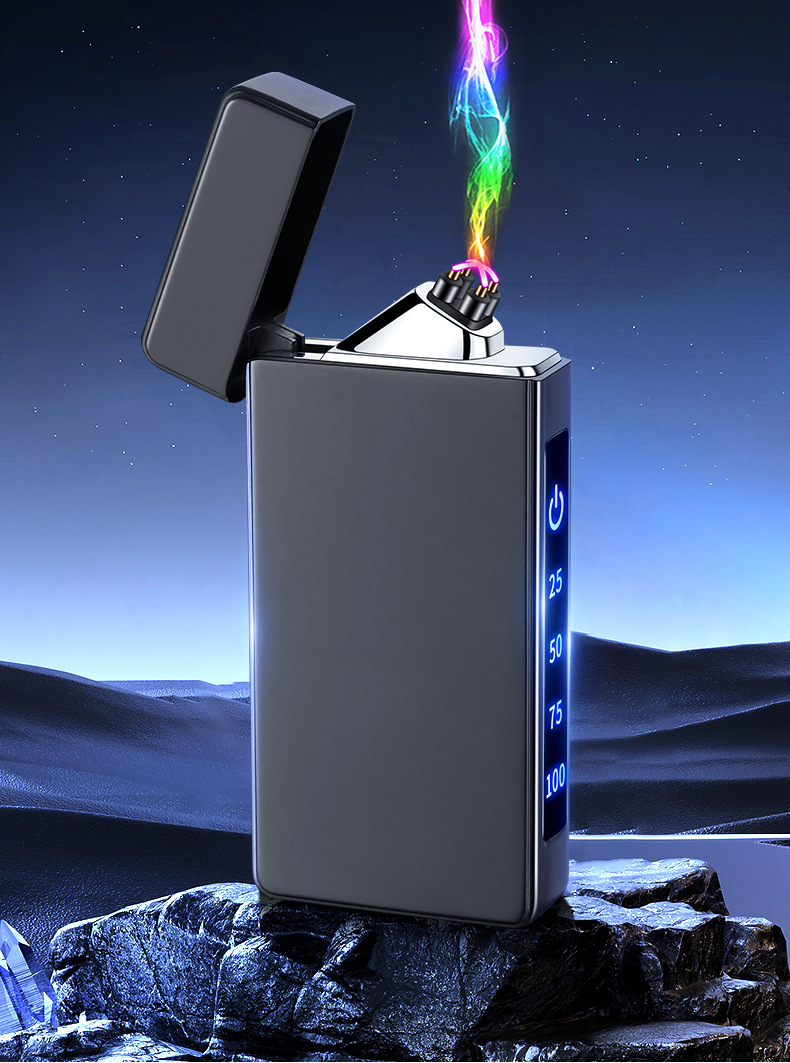 2025创新可换电池type-c快充双电弧打火机防风usb智能点火器批发详情2