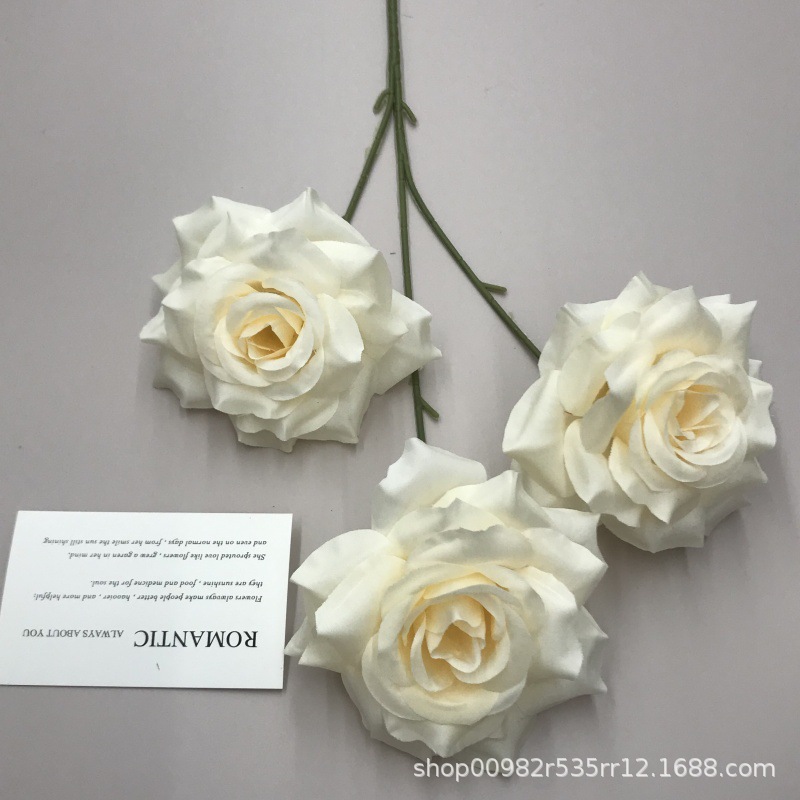 婚庆仿真3头钻石玫瑰花绢布家居软装摆件假花婚礼堂路引插花排束详情7