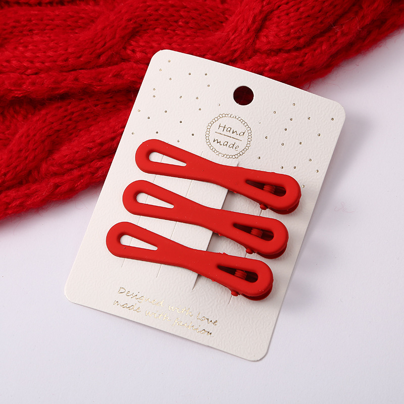 韩国网红发饰 经典红色鸭嘴夹 时尚百搭刘海碎发边夹 发卡可批发 发夹潮流款详情13