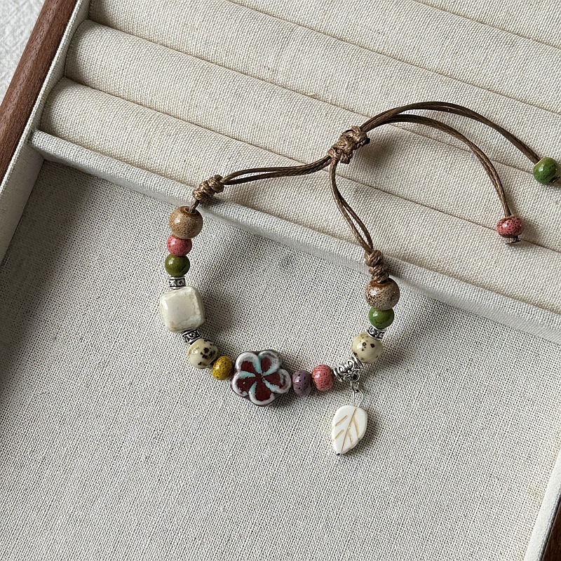 Jingdezhen ceramic bracelet wholesale street stall, versatile, fresh and new Chinese style, popular flower-woven ancient-style bracelet for women pic 11