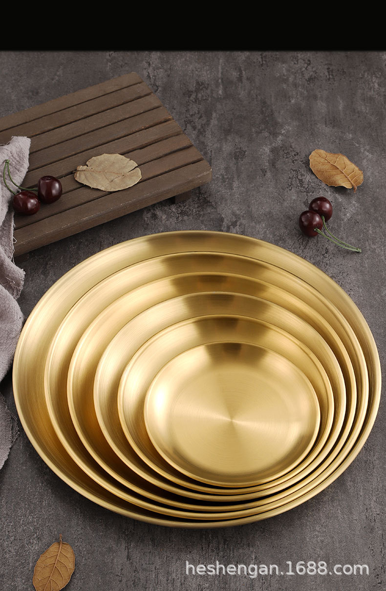 304 stainless steel plate, ins coffee shop tray, Korean-style round plate, bone-spitting plate, custom logo, factory direct sales pic 12