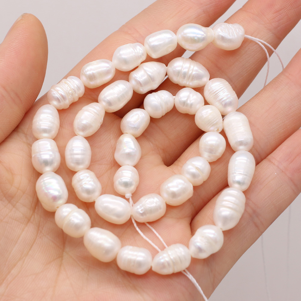 Natural freshwater rice-shaped A pearl white DIY jewelry accessories, handcrafted jewelry necklaces, semi-finished product production and wholesale pic 8