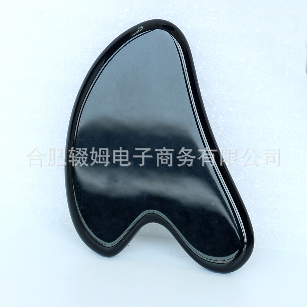 天然玉石黑曜石刮痧板面部脸部按摩工具经络拨筋棒心形刮板日常居家护理详情10