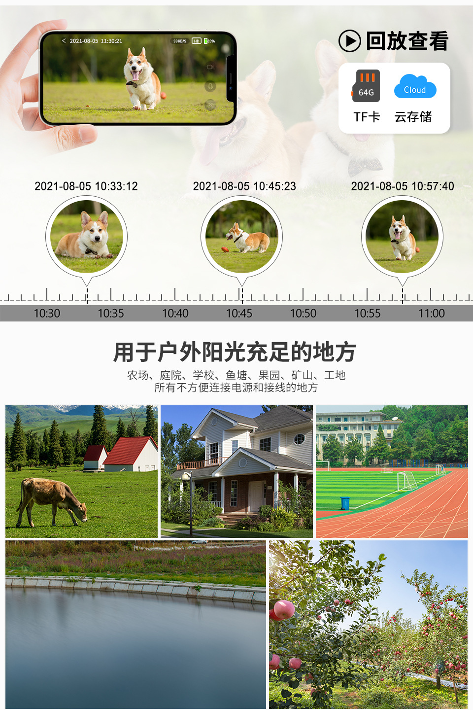 太阳能摄像头4G太阳能监控摄像头手机远程摄像机监控器详情6