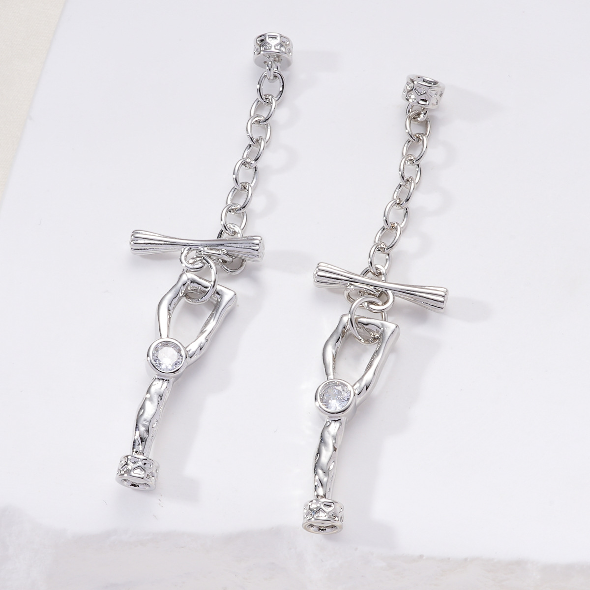 Copper palladium-plated, white gold and zirconium-inlaid irregular OT clasp necklace, diy bracelet, necklace ending chain, clasp head accessory pic 9