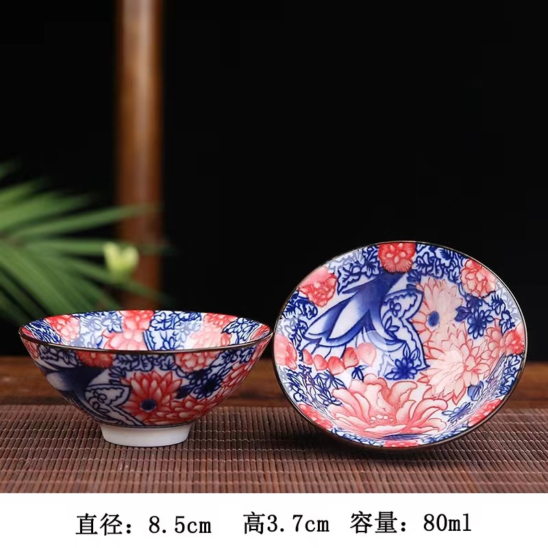 复古青花瓷家用主人杯斗笠杯陶瓷小茶杯茶盏套装中式手绘陶瓷单杯详情6