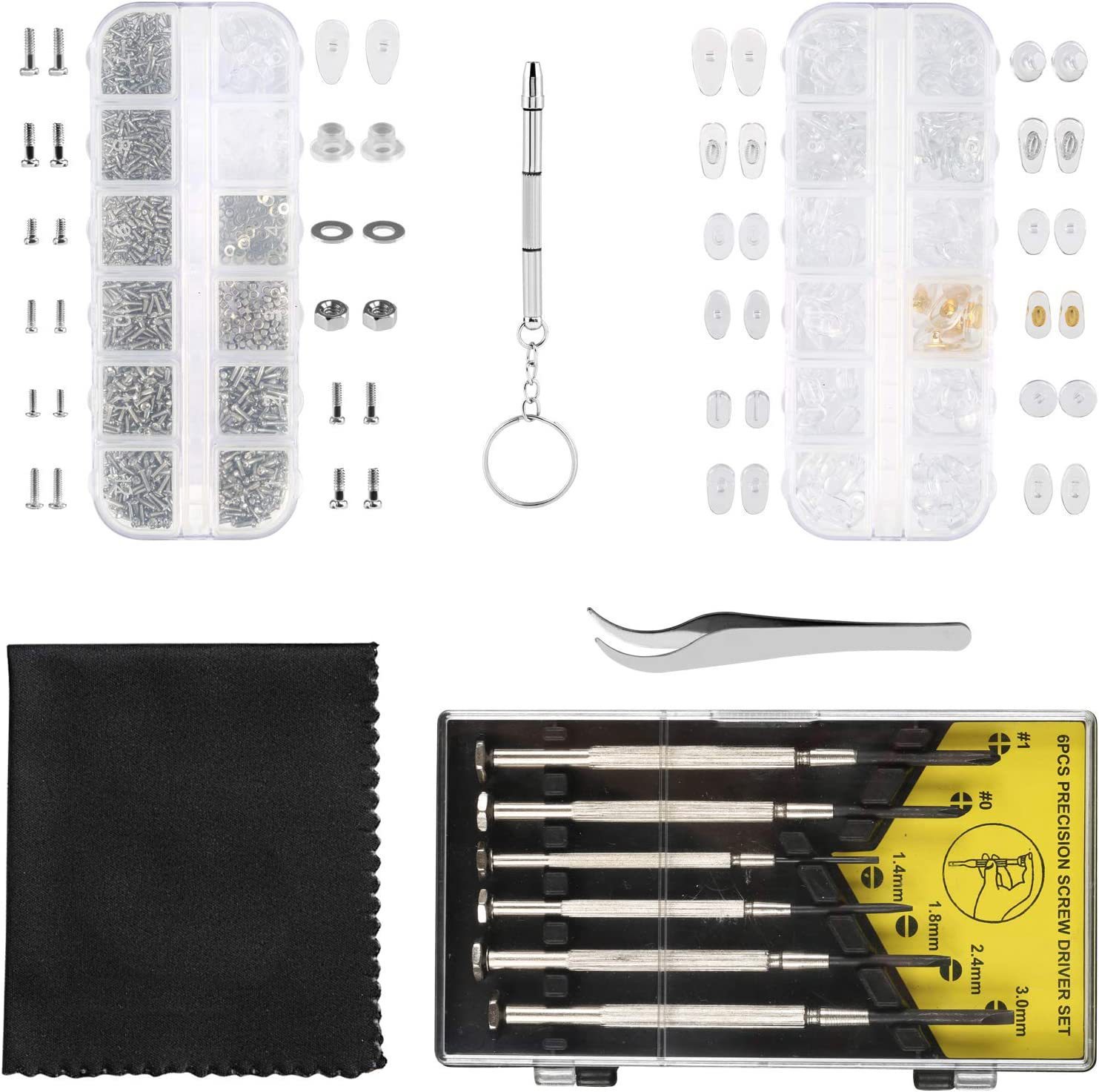 1220pcs配螺丝鼻垫鼻托螺丝刀镊子眼镜布套装眼镜修理包眼镜配件详情2