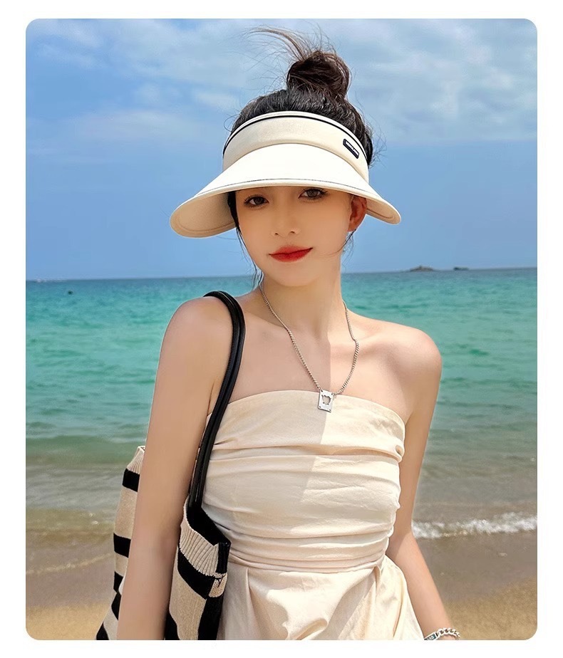 UPF50+夏季大帽檐防晒帽女uv防紫外线空顶遮阳帽骑行遮脸太阳帽详情16