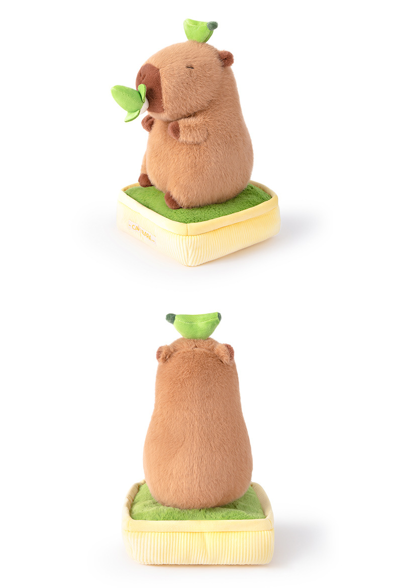 多爱原创新款盆栽水豚幸运四叶草毛绒公仔可爱豚鼠桌面摆放布娃娃详情7