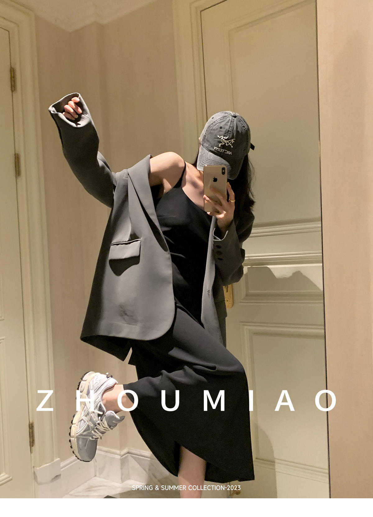 周淼ZHOUMIAO 2024春秋新款高级设计感女士黑色休闲小西装外套女详情12