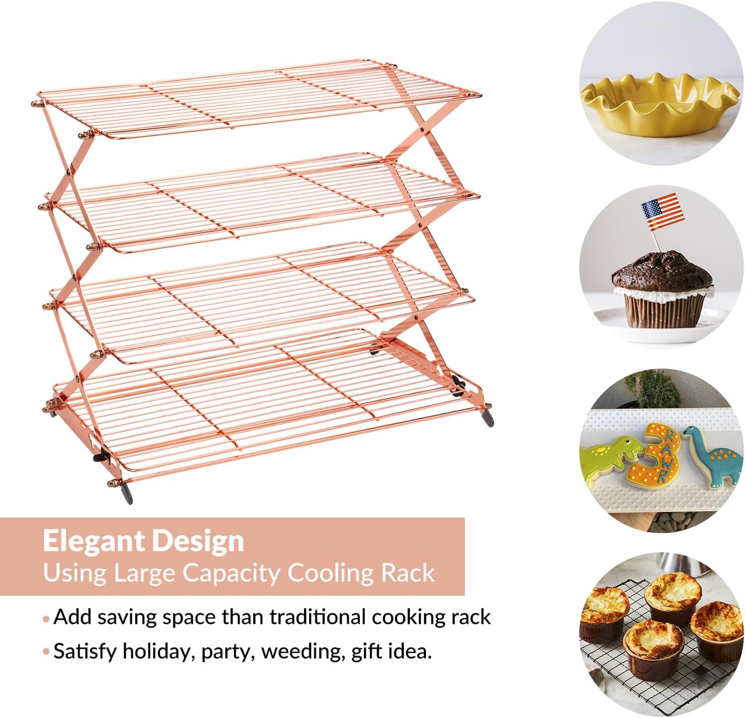 Cross-border new product 4Tier Collapsible Cooling Rack Black folding cooling rack for multi-layer kitchen pic 9