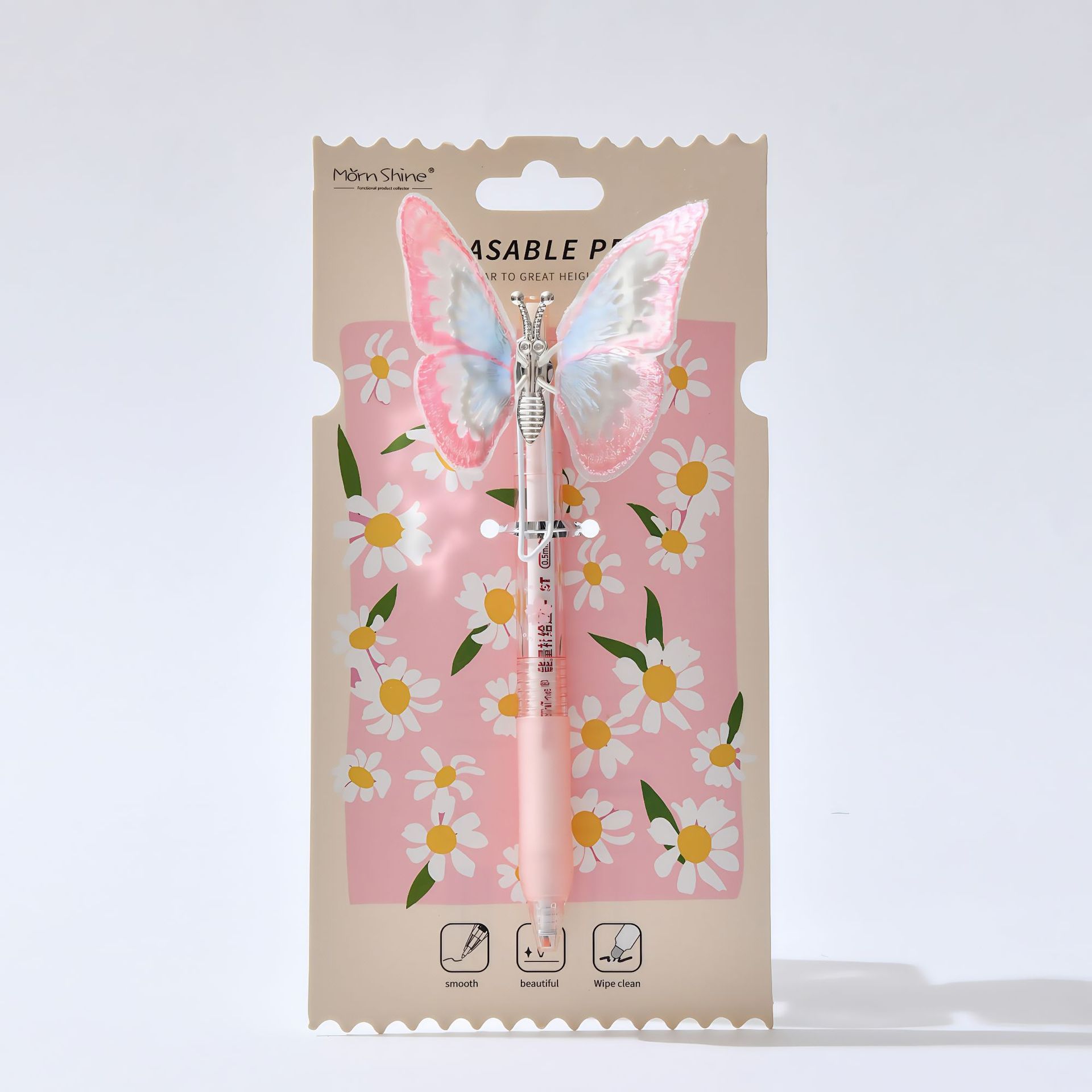 Chenxi butterfly-shaped press erasable gel pen Crystal blue Student black stationery wholesale erasable pen pic 3