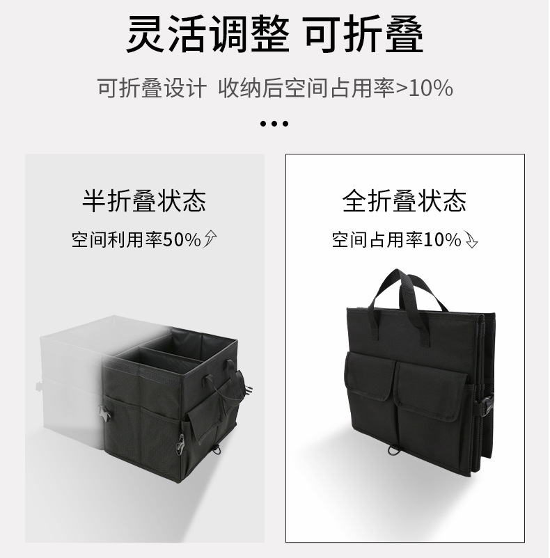 跨境汽车后备箱收纳箱车载储物箱大容量车尾折叠整理收纳箱子定制详情8