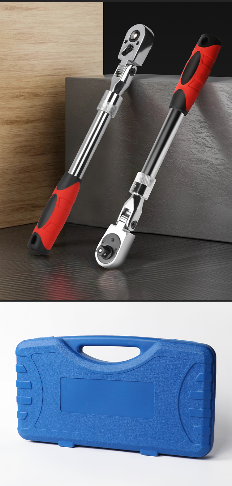 Bidirectional torque quick wrench, adjustable head ratchet wrench, 72-tooth ratchet socket wrench, large, medium and small flying pic 11