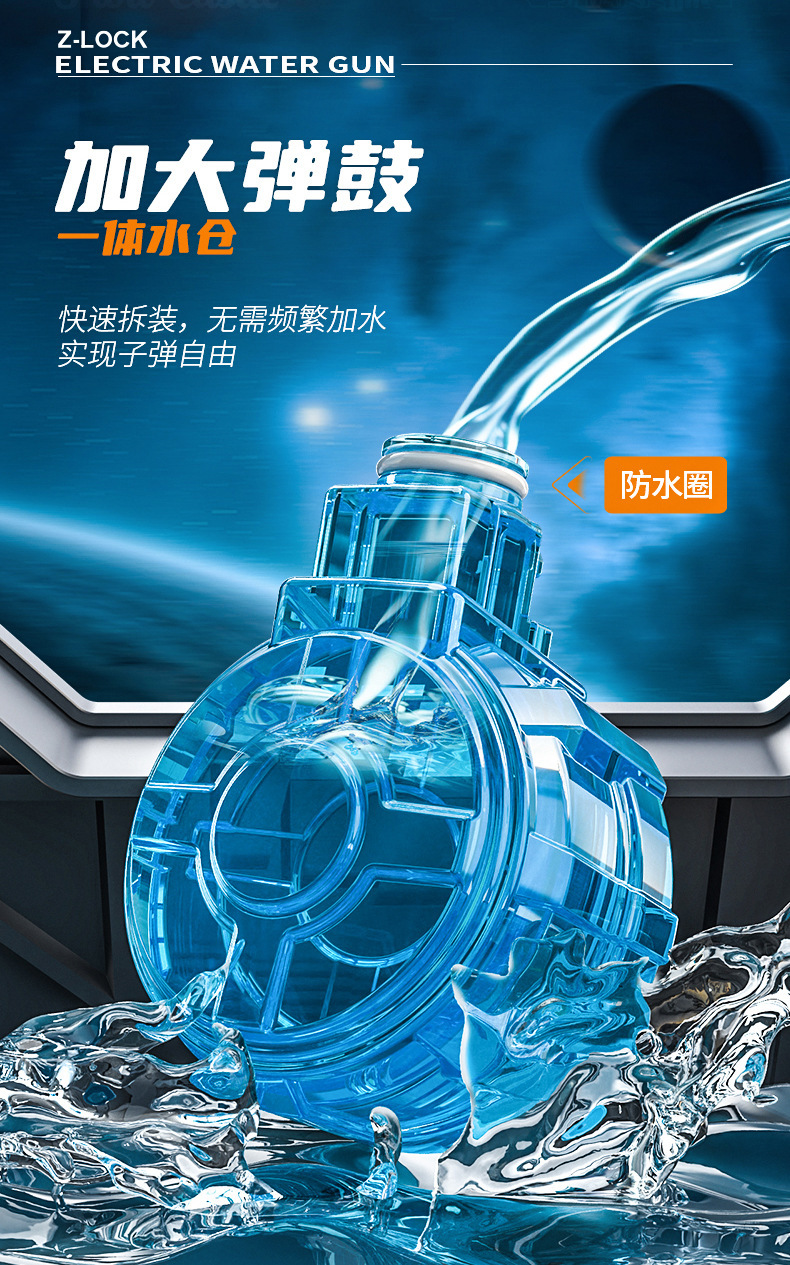 包邮M416电动水枪联动爆闪灯光冰鼠全自动连发高强力呲水儿童水抢详情10