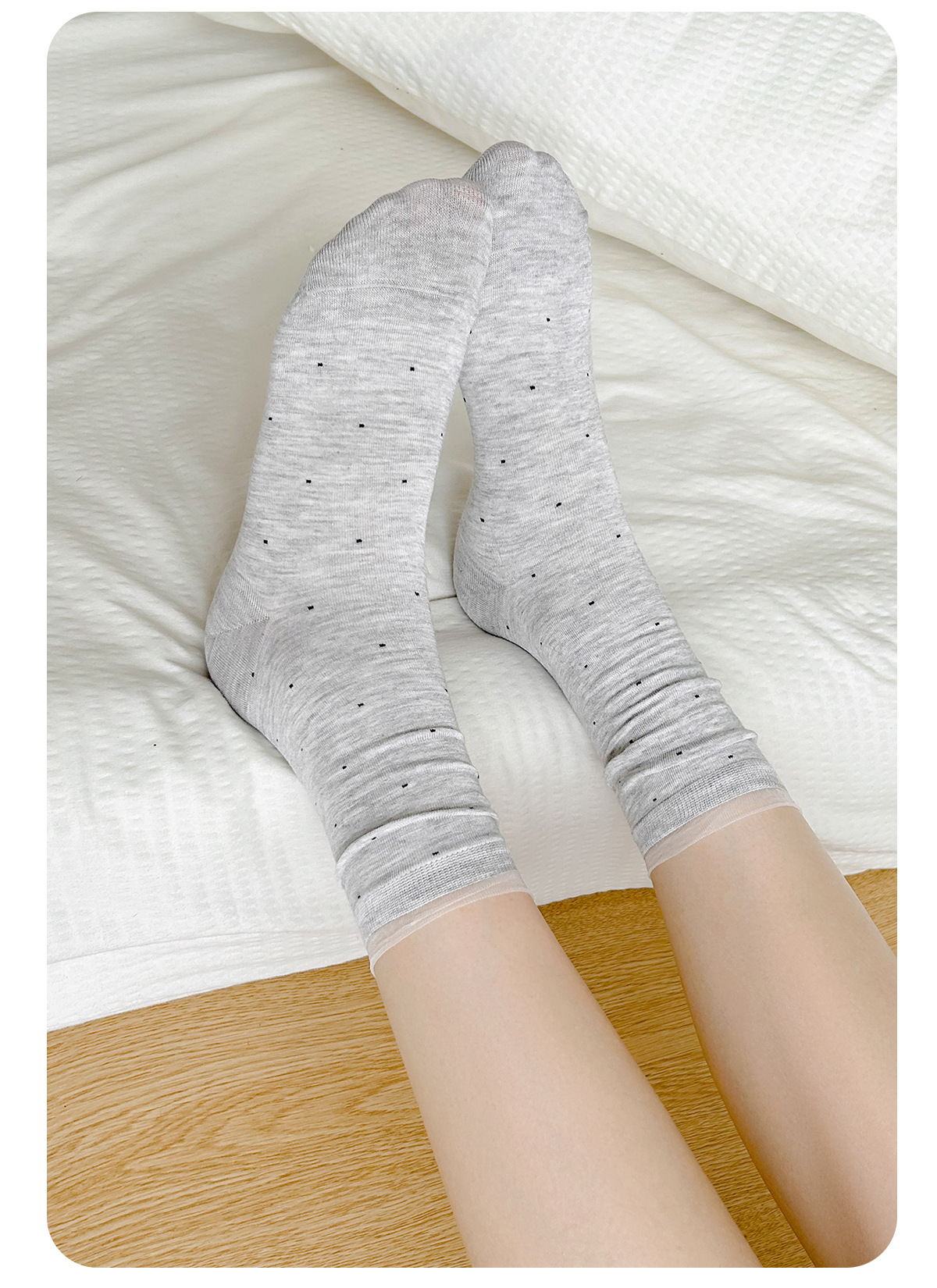 袜子女夏季薄款白色女士可爱日系miu风芭蕾风夏天堆堆中筒长袜潮详情18