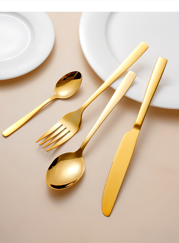 不锈钢牛排刀叉勺光身方柄甜品勺西餐具套装酒店勺子叉子厂家批发详情7