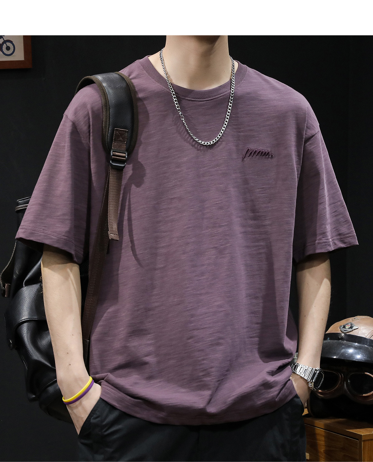 竹节纯棉短袖t恤男士夏季衣服2025新款半袖大码潮牌刺绣休闲体恤详情22