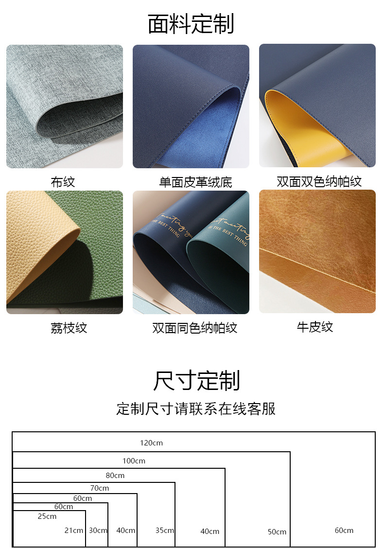 现货跨境北欧风皮革西餐垫双面方形酒店家居隔热桌垫创意防滑碗垫详情12