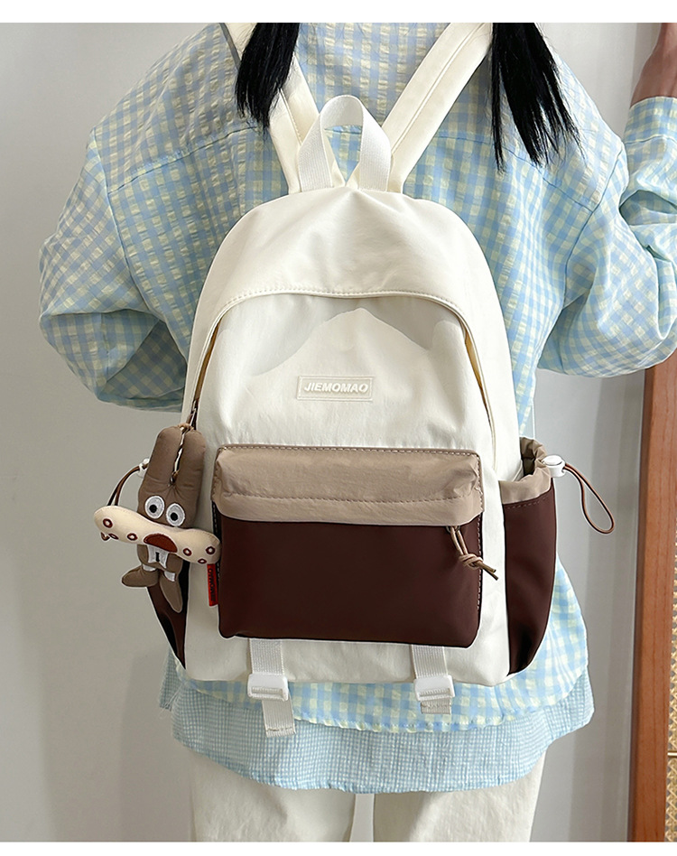 跨境新款学院风百搭双肩包初高中学生上课书包撞色洋气轻便双背包详情10