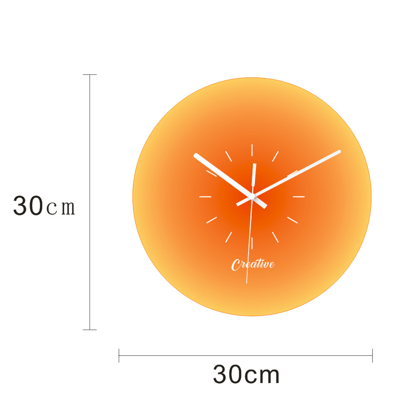 工厂创意日落玻璃钟挂表家居网红静音挂钟简约落日客厅落日时钟详情1