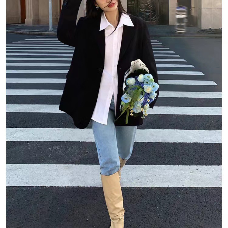 开叉西装外套女春秋2024新款秋季高级感休闲小个子韩版设计感西服详情3