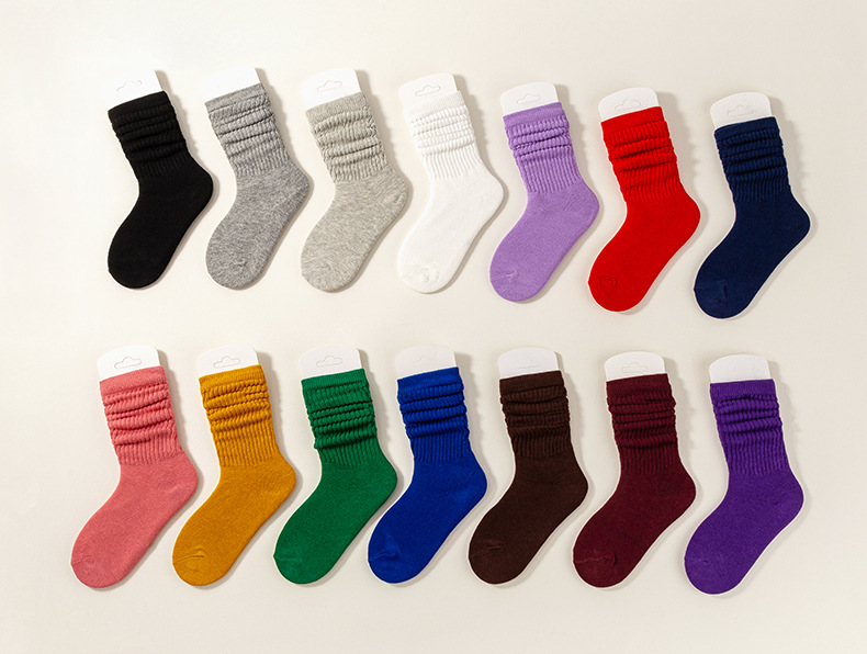2025儿童秋季袜子新款婴儿袜纯色中筒袜堆堆袜宝宝男女童纯棉袜子详情12